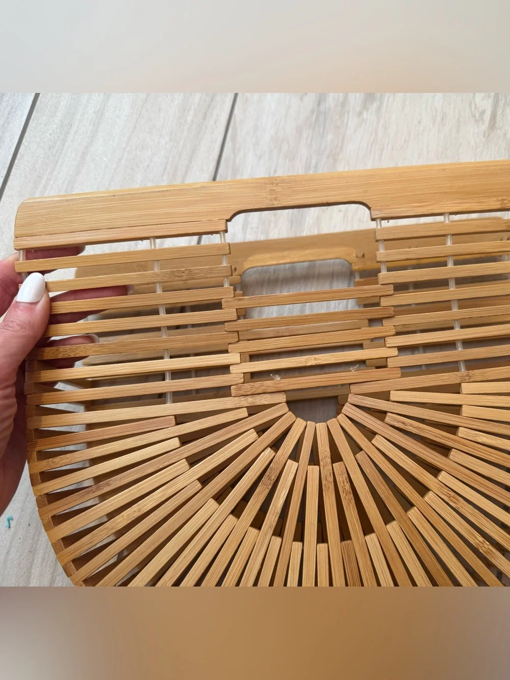 Unbranded Bamboo Arc Natural Tan Satchel